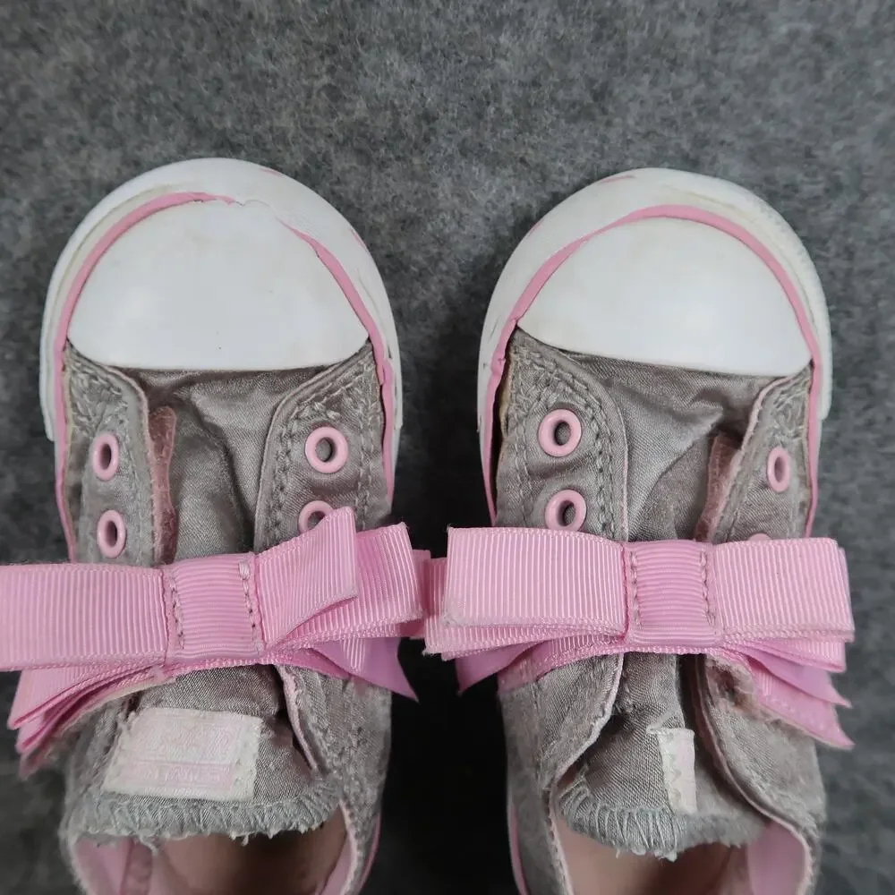 Converse Shoes Infant 7 Sneakers Pink Bow Hook N Loop Strap Baby Girl Casual